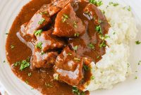 Melt-in-Your-Mouth Slow Cooker Beef Tips and Gravy