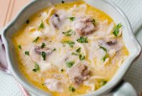 Creamy Crockpot Meatball Stroganoff Soup