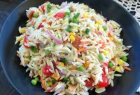 Savory Orzo Pasta Salad with Crispy Bacon and Tangy Parmesan Vinaigrette