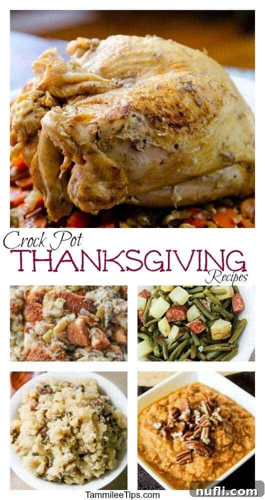 Save your oven space this year with these delicious Crock Pot Thanksgiving Recipes! Make your turkey, ham, stuffing, mashed potatoes, sweet potatoes, dessert, green beans, side dishes and more in the slow cooker! 