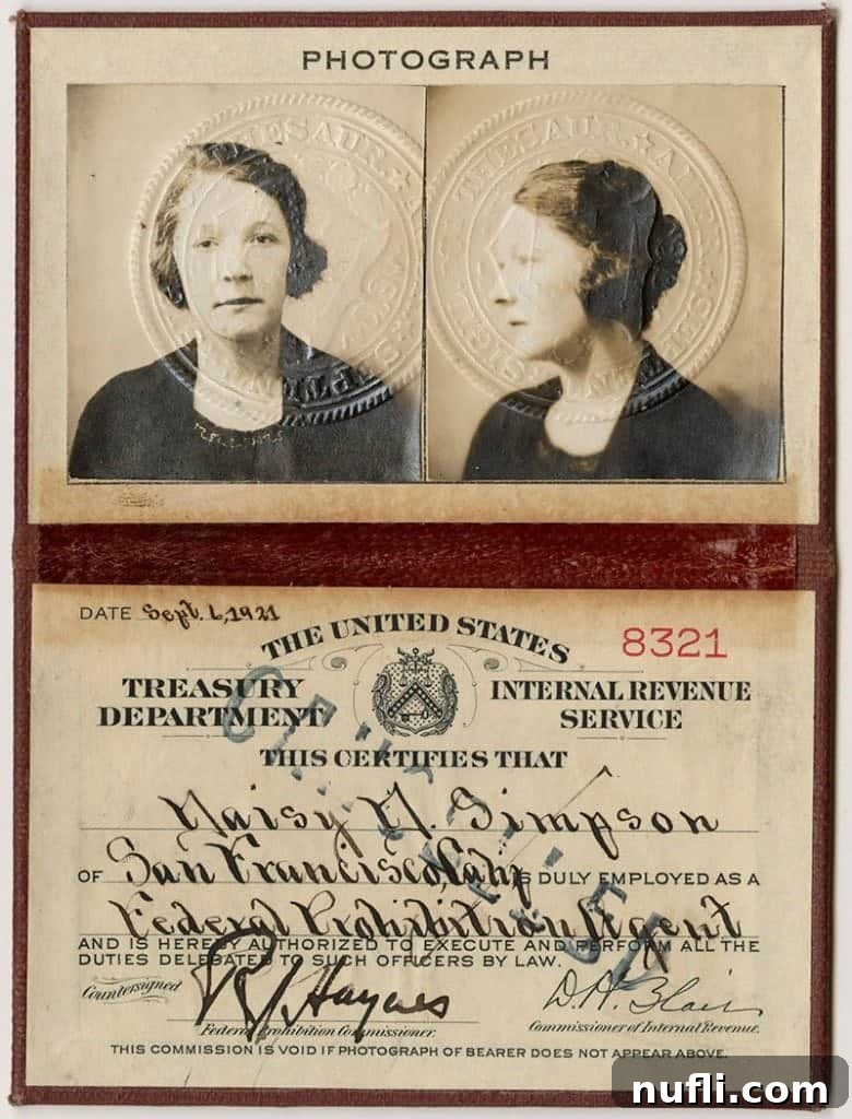 Prohibition agent photo and ID Maisy Simpson 