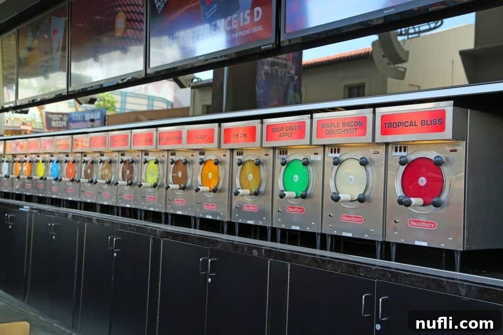 Frozen Drink Alley on Fremont Street - A vibrant display of colorful frozen alcoholic beverages