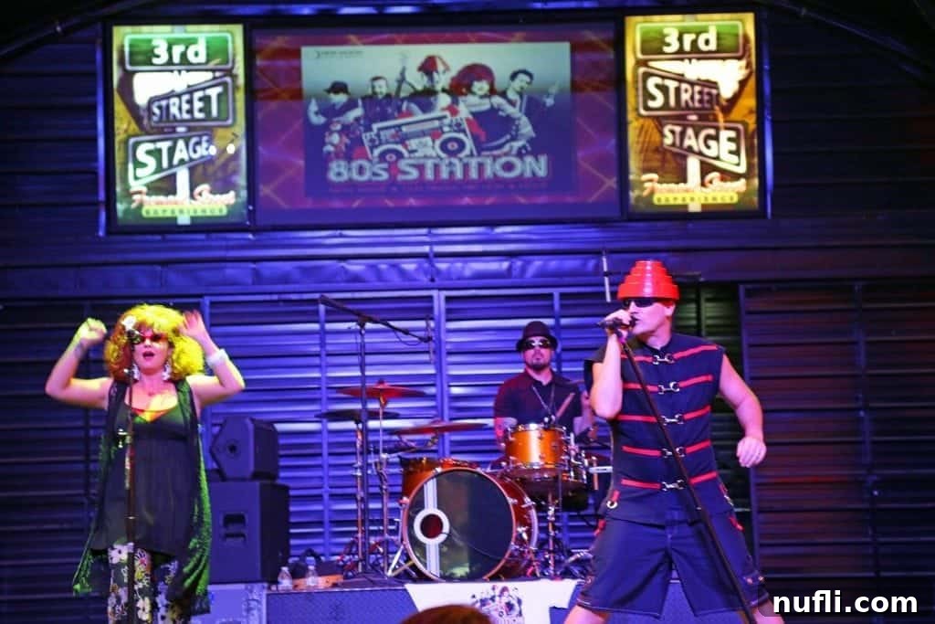 80s station playing Fremont Street Experience - Live concert on an outdoor stage