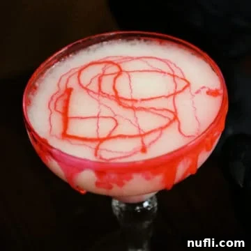 bloody colada cocktail in a margarita glass