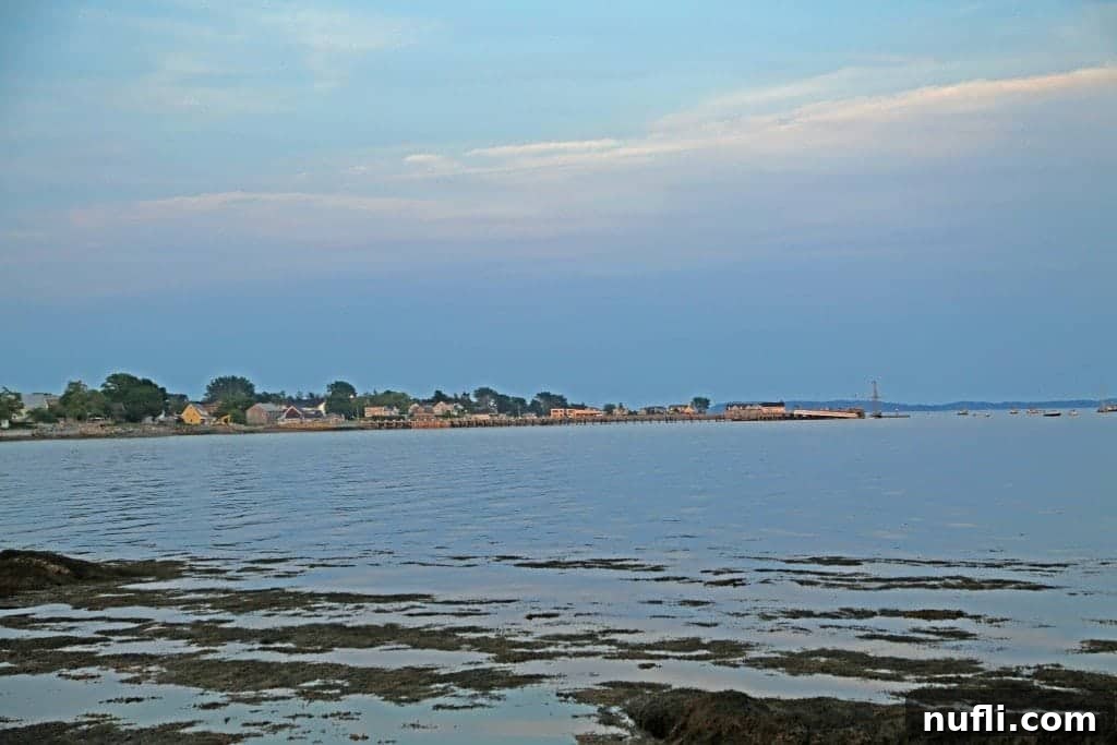 Looking across the water to buildings in St. Andrews by the Sea