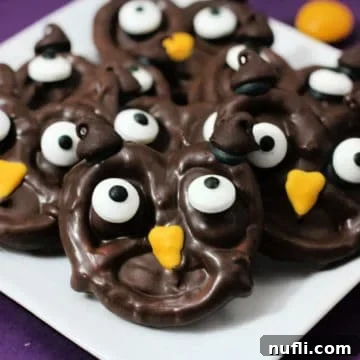 Pretzel Owls stacked on a white plate