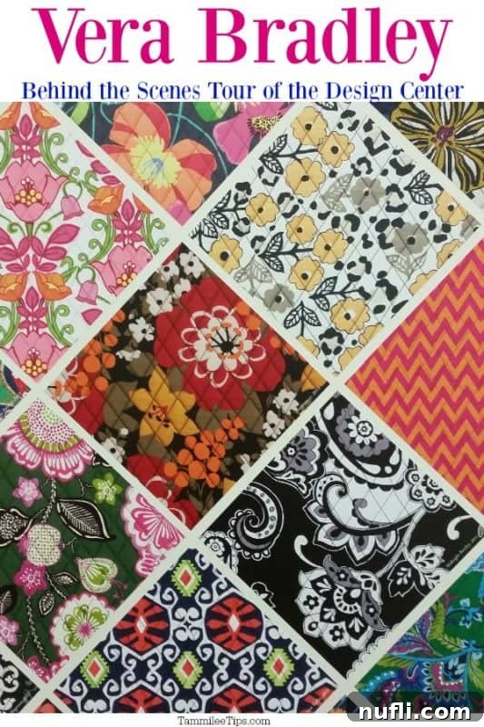 Vera Bradley behind the scenes tour over a fabric panels