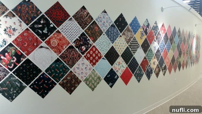 Vera bradley fabric squares down the hallway on the wall 