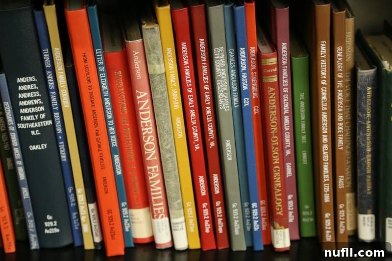Experience Fort Wayne Indiana 7 Geneology books lined up on a shelf