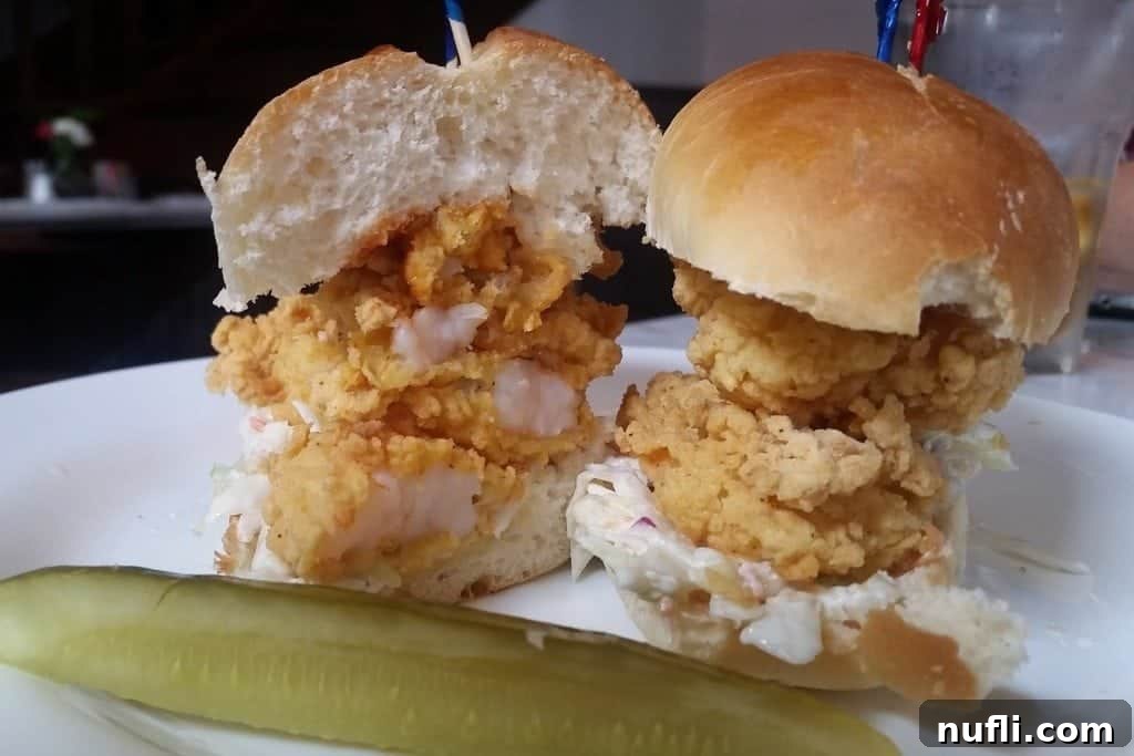 A delicious Shrimp Po'boy sandwich, piled high with fried shrimp, from Stanley Restaurant New Orleans.
