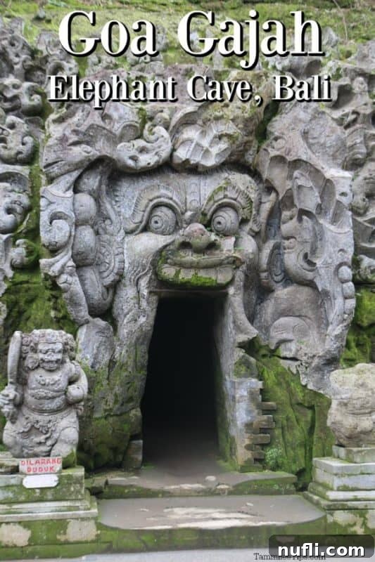 Bali's Ancient Goa Gajah Elephant Cave 2 Goa Gajah Elephant Cave Bali over the entrance to the elephant cave