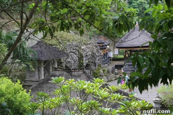 Bali's Ancient Goa Gajah Elephant Cave 5 Looking through trees to the temples at the Elephant Cave