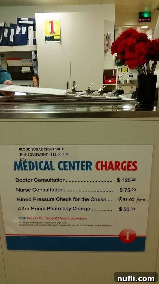 Medical center desk with flowers