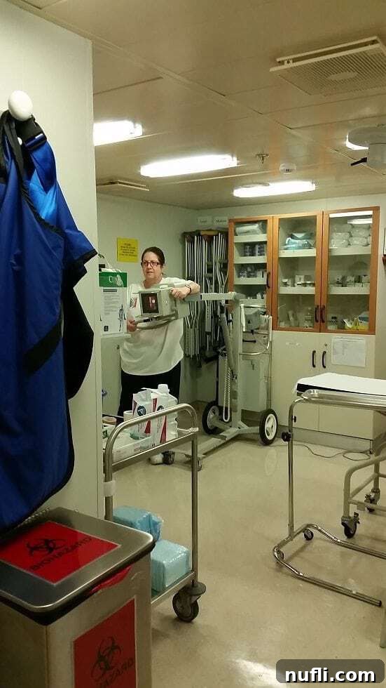 nurse doing a chest xray on a cruise ship 