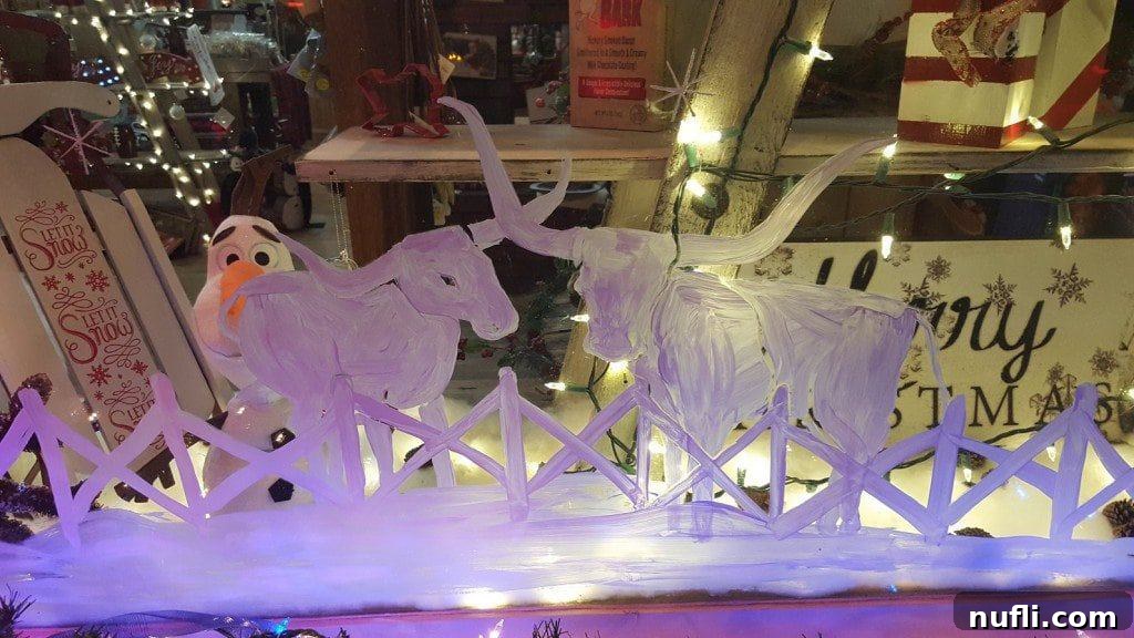 A third delightful holiday window display, adding to Grapevine's festive Main Street ambiance.