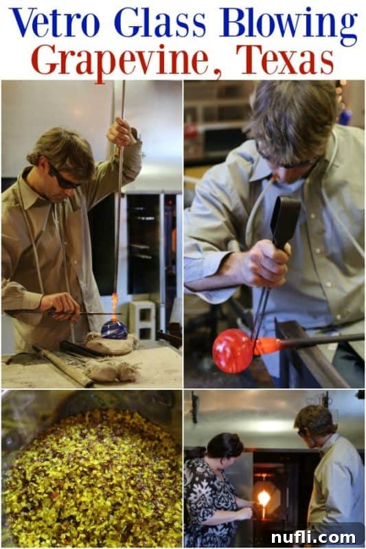 Vetro Glass Blowing over a collage of photos 