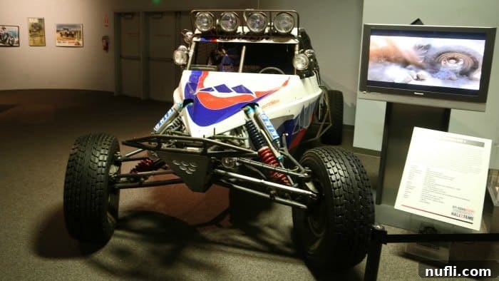 Vintage sand dune buggy on display