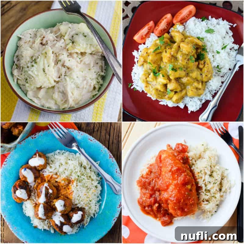 A collage featuring various delectable Crockpot chicken dishes, showcasing different colors and textures, ready to inspire your next meal.