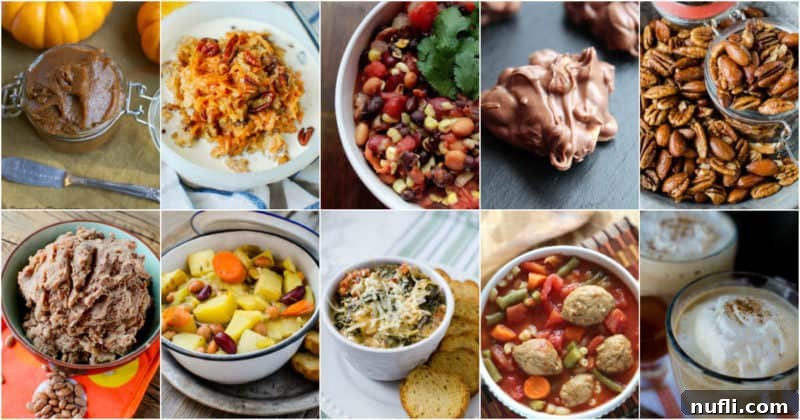 Over 40 Simple Plant-Based Slow Cooker Meals 41 Collage of various Easy Vegetarian Crockpot Recipes, showcasing diverse plant-based meals
