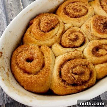Semi-Homemade Cinnamon Rolls in white baking dish