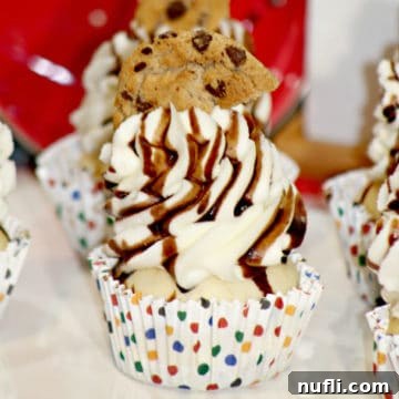 Chips Ahoy Cupcake in a paper wrapper