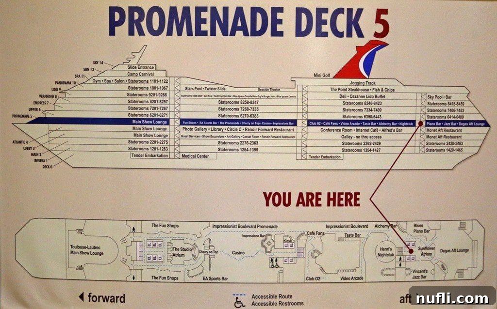 Carnival Conquest Promenade Deck 5 map