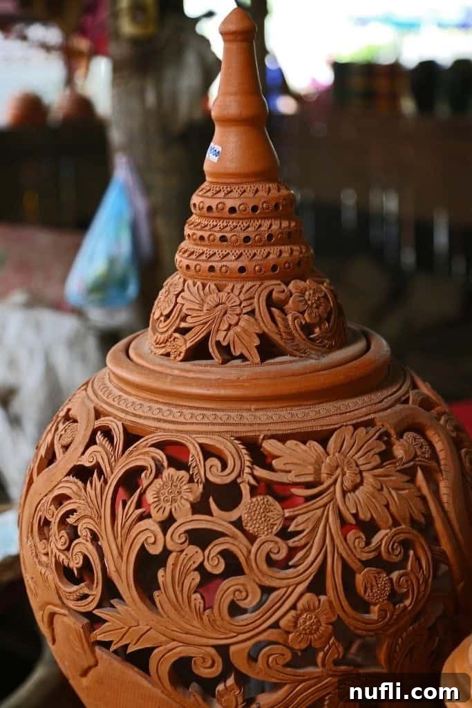 Beautiful handcrafted pottery showcased at the Sunday Market, Ko Kret, Thailand