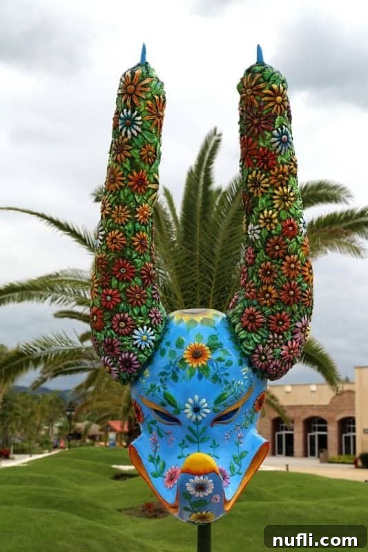 Statue of an ox with horns in Amber Cove