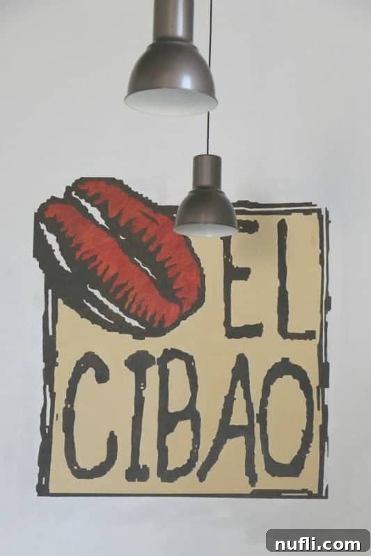 El Cibao sign with a coffee bean logo