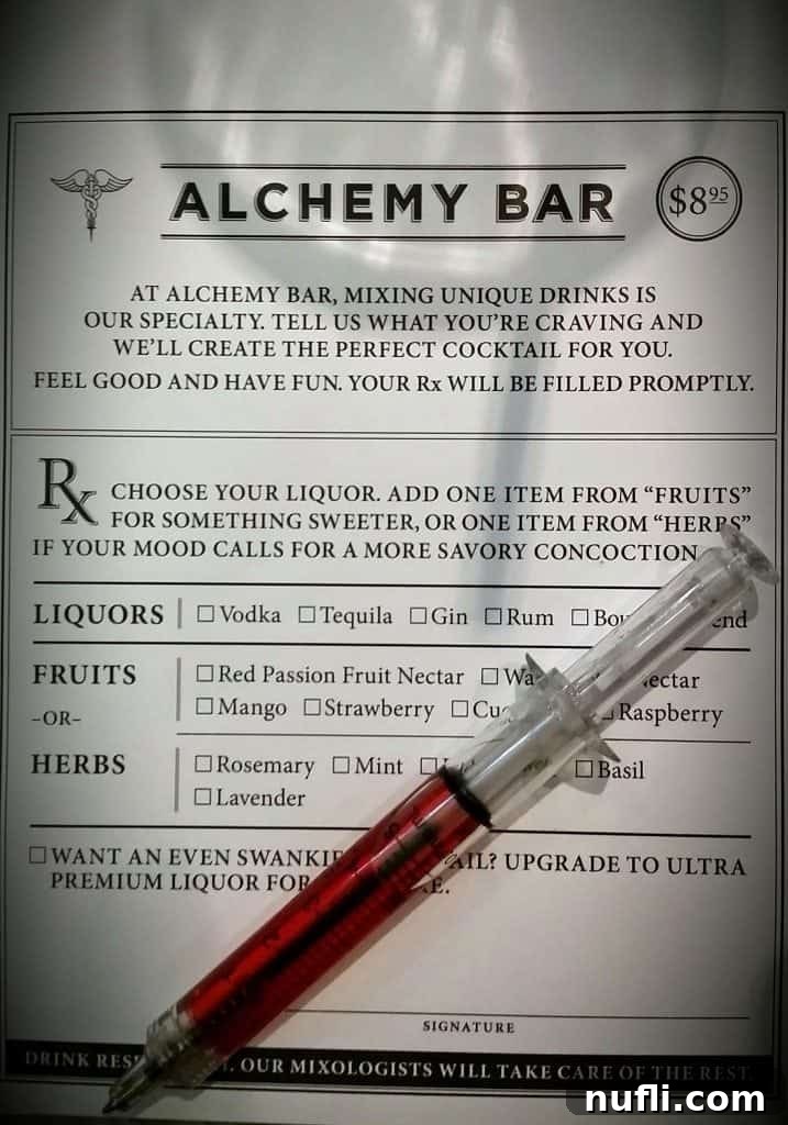 Carnival's Alchemy Bar: The Ultimate Cruise Hotspot 18 Alchemy Bar's prescription board displaying daily cocktail specials and ingredients