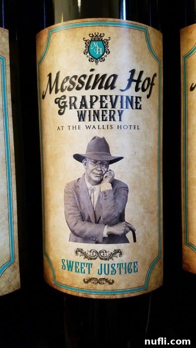 Messina Hof Grapevine Winery: Sweet Justice bottle in a cozy 19th-century setting