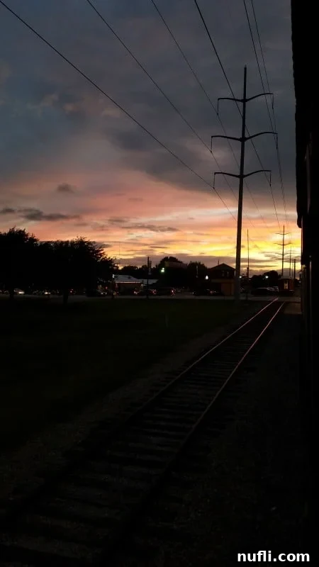 sunset from a train
