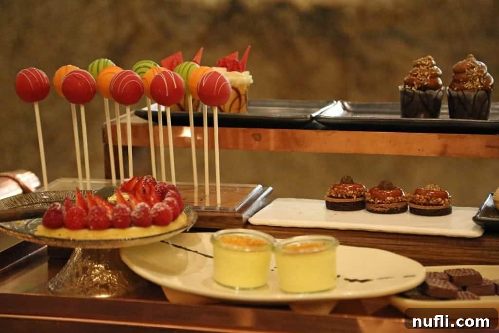 Dessert cart at Harvest Bellagio, laden with an array of tempting sweets