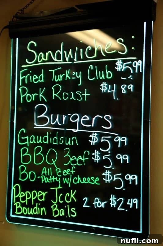 Sandwiches and burgers menu sign 