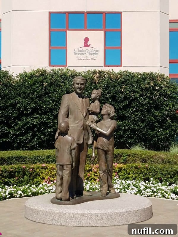 Statue of St. Jude Children's Research Hospital founder, Danny Thomas, outside the facility in Memphis