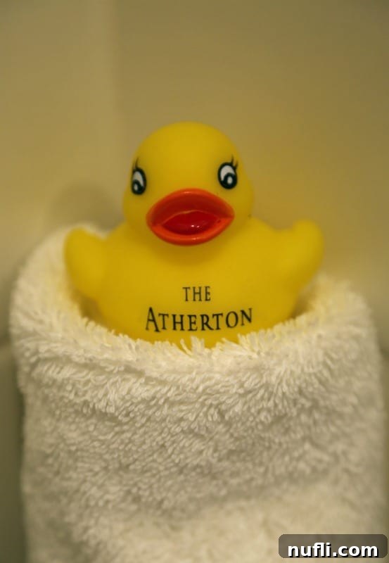 Oklahoma State University's Atherton Hotel in Stillwater 6 Charming Atherton Hotel branded rubber ducky, a delightful and unique amenity for guests in their bathroom.