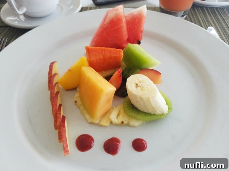 White plate with gorgeous fruit display