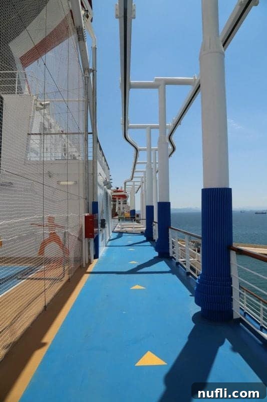 track down the side of the cruise ship 