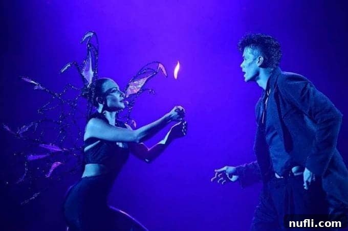 Carnival Vista Unveils New Playlist Productions 6 Performers on stage during a vibrant Carnival Vista show, captured by Joe Gonsalves Photography.