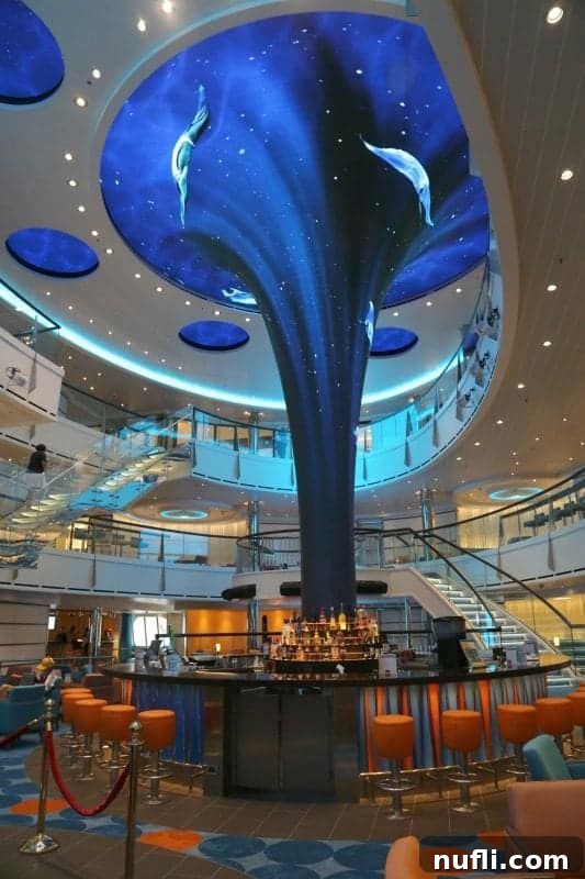 Dreamscape LED projection in the Carnival Vista lobby bar