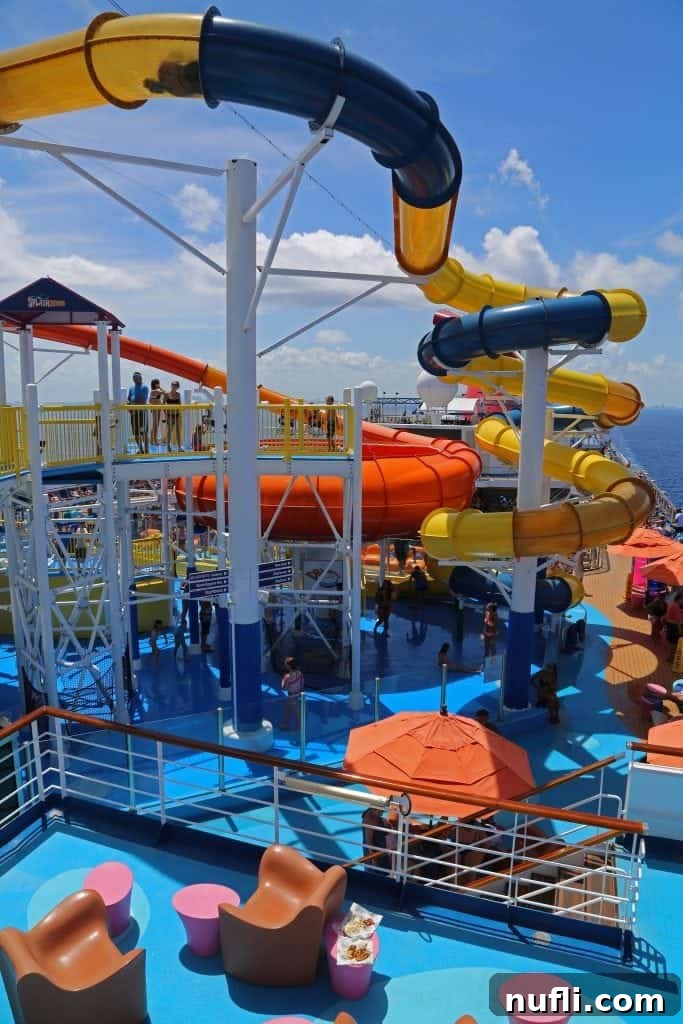 Carnival Magic waterslides and pool deck