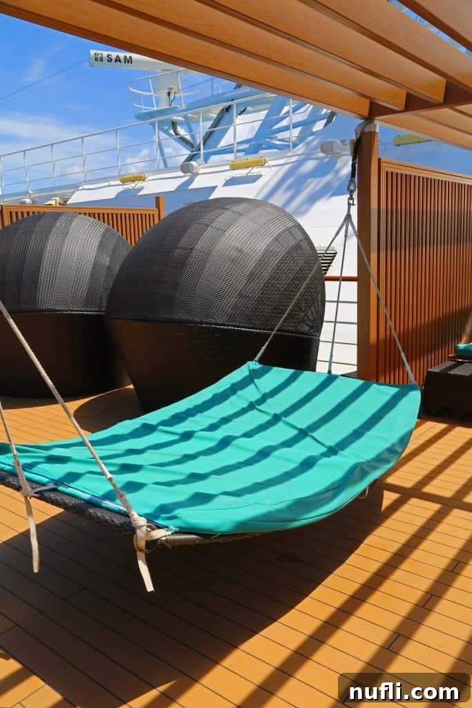 Floating hammock in the Serenity Deck on Carnival Magic