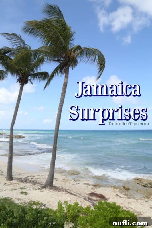 Jamaica surprises text by palm trees and ocean, representing unexpected travel discoveries