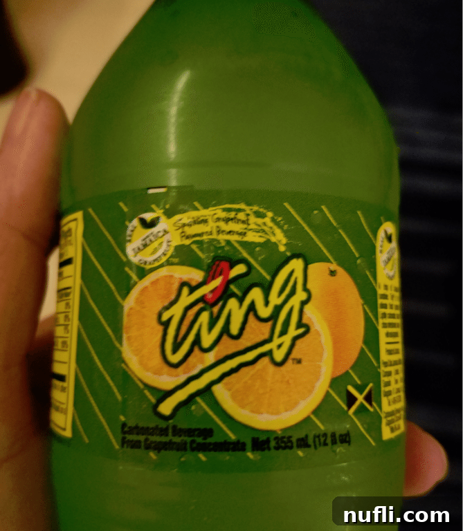 A refreshing Ting grapefruit soda from Jamaica, a local beverage to try