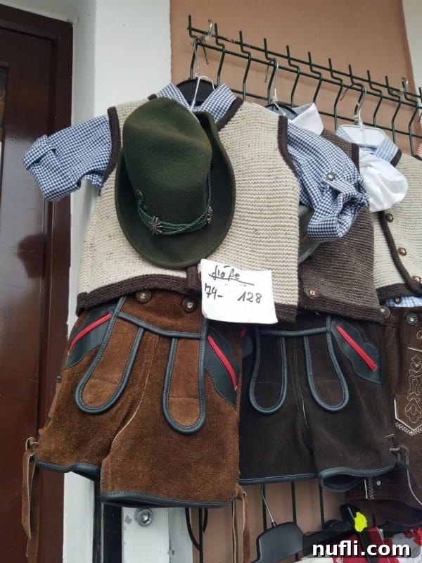 Adorable German-themed outfits for kids, displayed for sale.