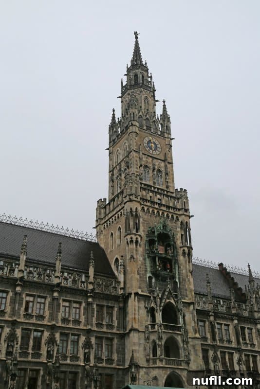 Historic building facade in Marienplatz Munich near the Glockenspiel