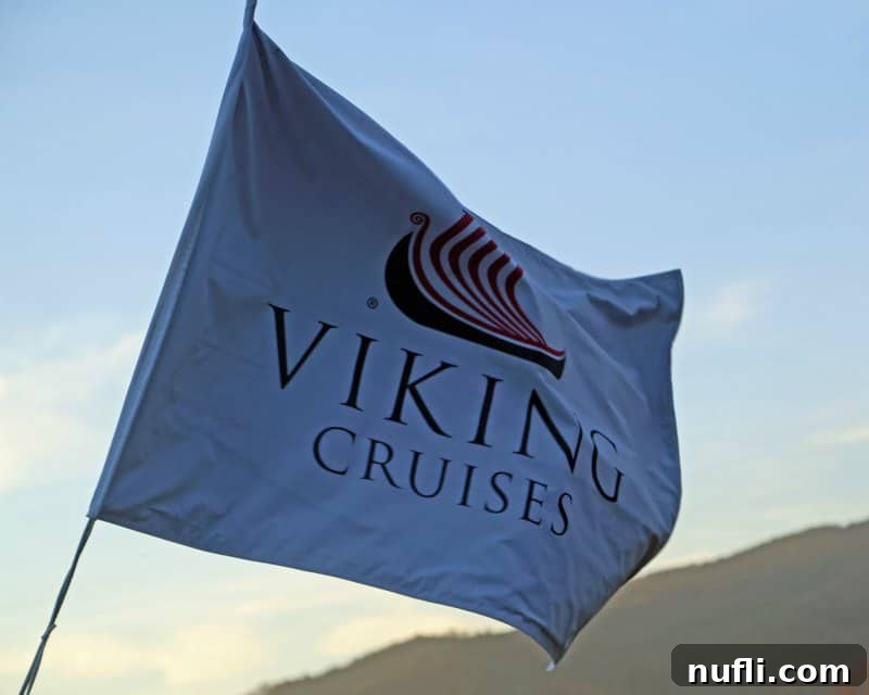 Cruising Austria's Wachau Valley with Viking 9 Viking Cruises flag proudly flying on a river cruise ship