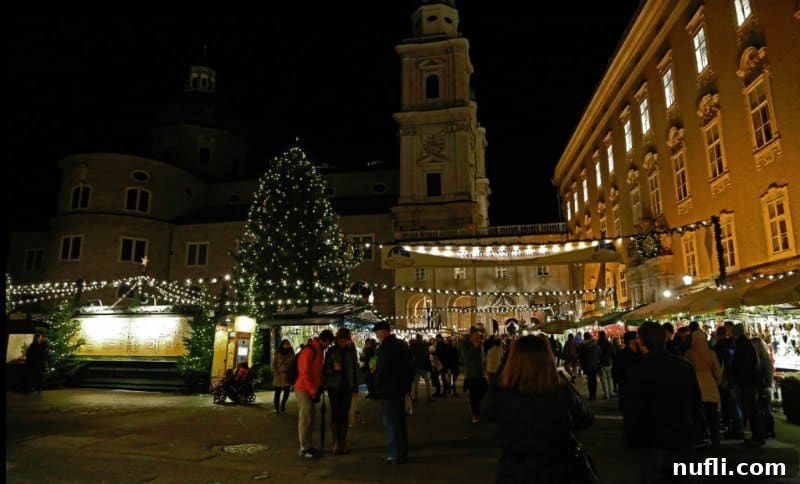 What Austria Taught Me I Needed 3 Vibrant European Christmas market scene with a majestic Christmas tree and bustling stalls