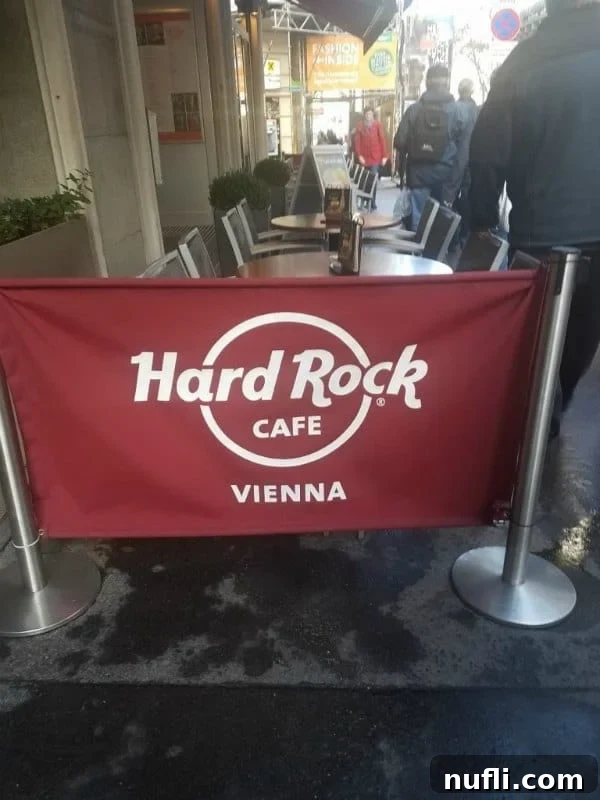 Hard Rock Cafe Vienna sign, a landmark for rock music enthusiasts
