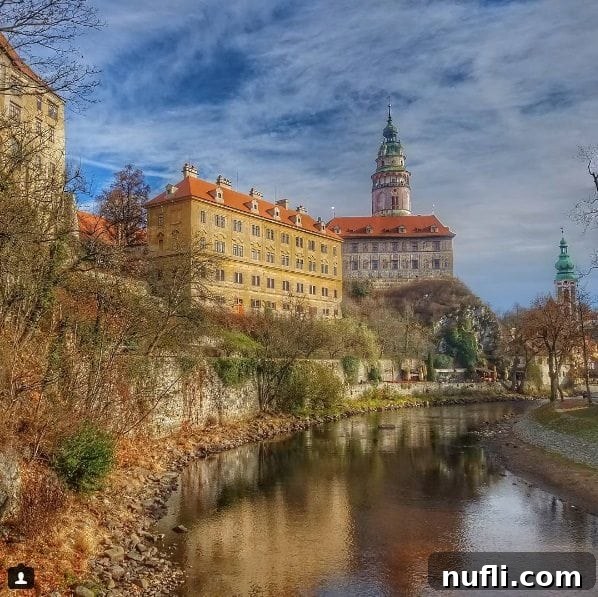 Looking across the river to Cesky Krumlov castle 